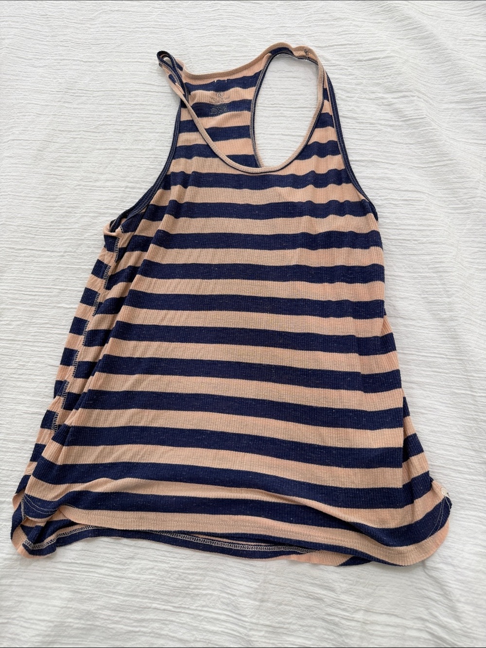 Volcom Striped Racerback Tank in Navy and Beige